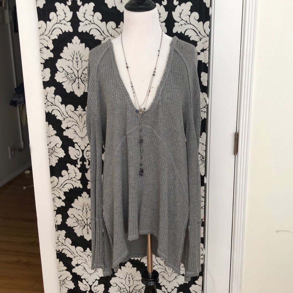 Free People Gray Thermal Top